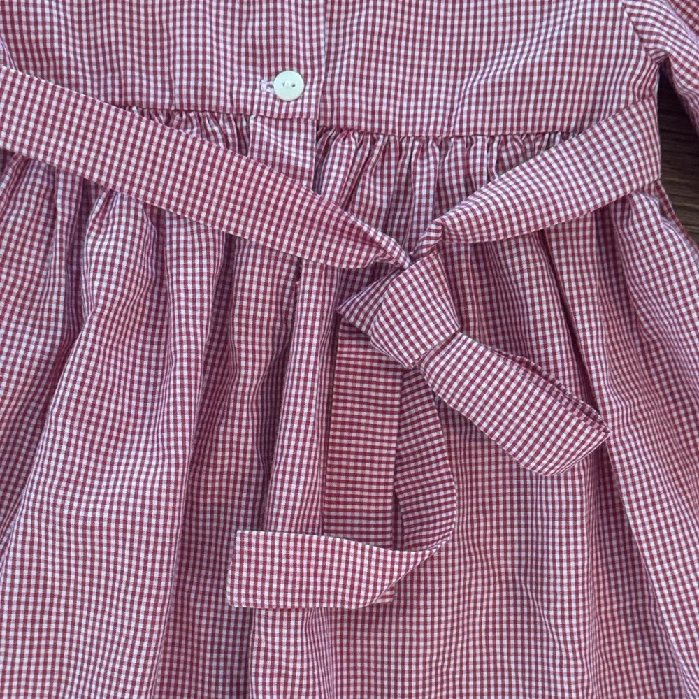 Anavini Red Gingham Smocked Embroidered Elf With Toys Dress New And Never Worn - Picture 13 of 15